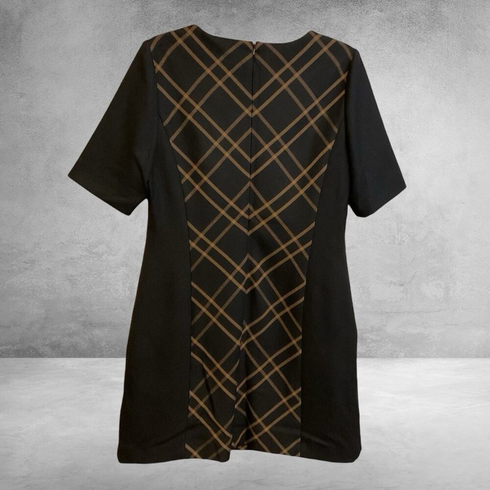 Hobbs London Mari Plaid Panel Shift Dress Black Camel‎ Size 10 Career Tailored - Picture 8 of 13
